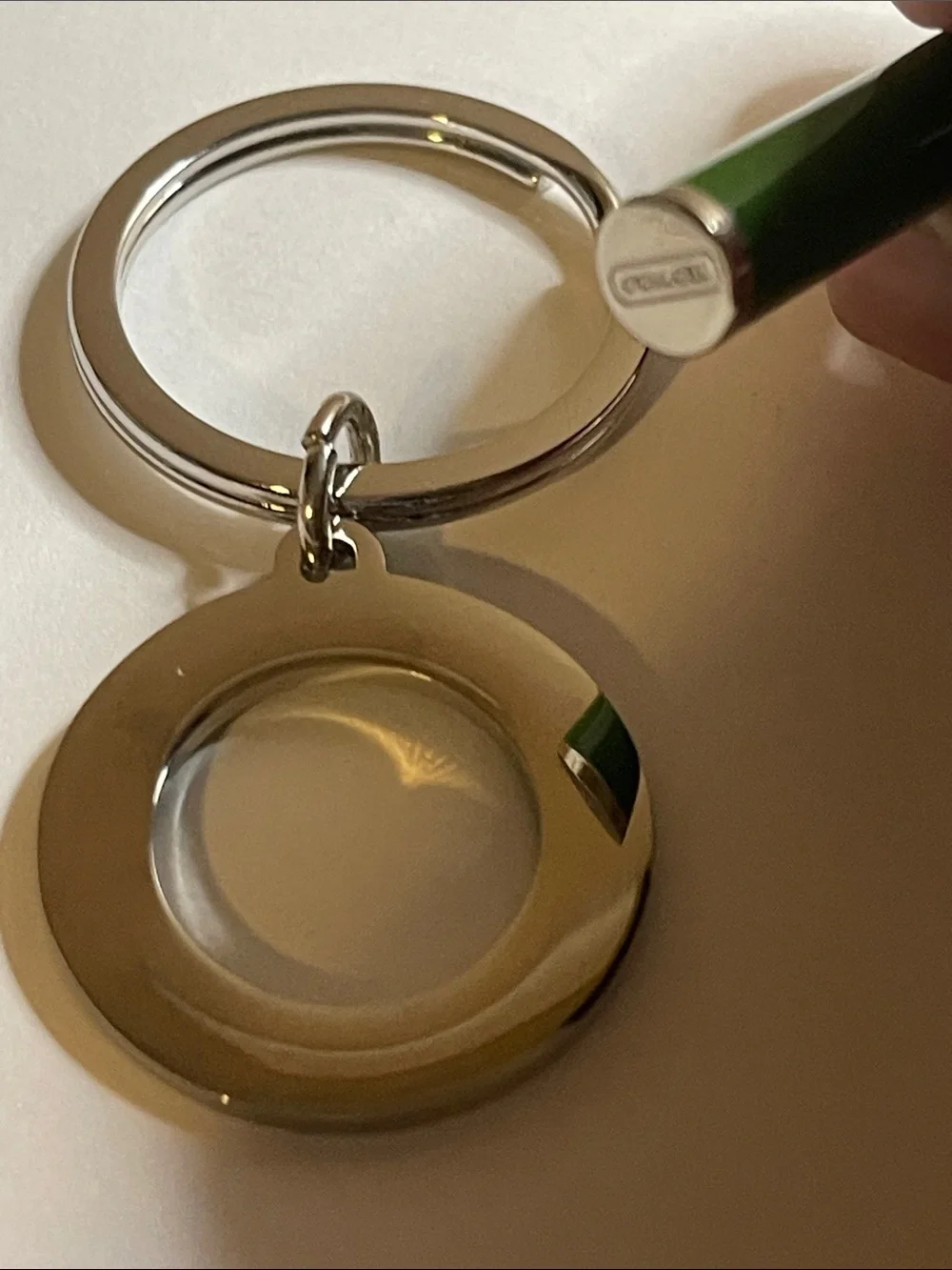 COACH Green Enamel Circle Keyring and Coach Pen